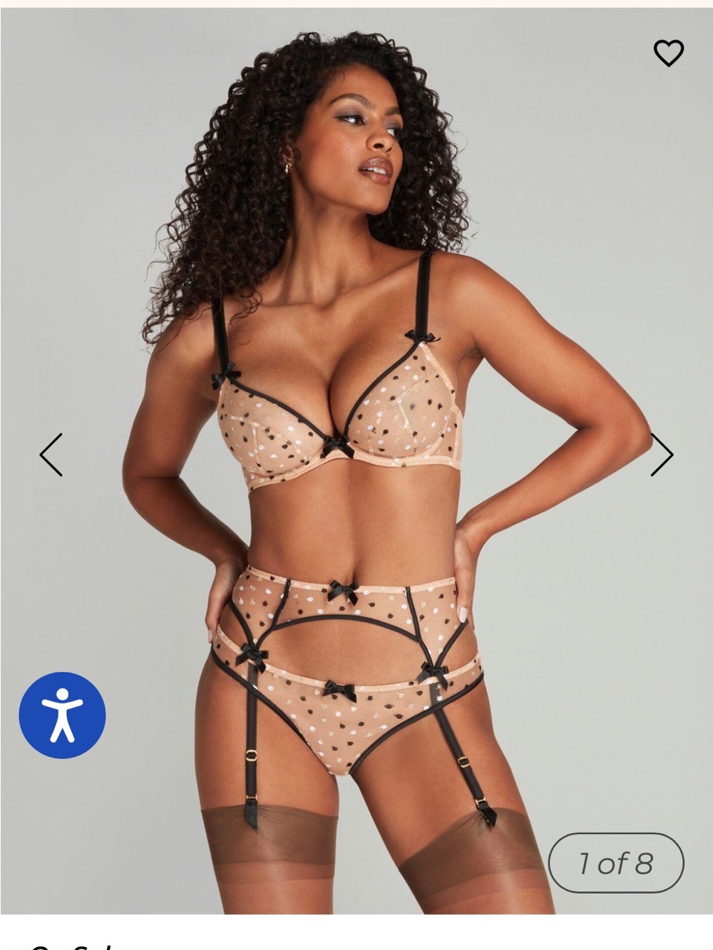 Agent Provocateur Nude & Black Brie Polka Dot Garter Belt/Suspender